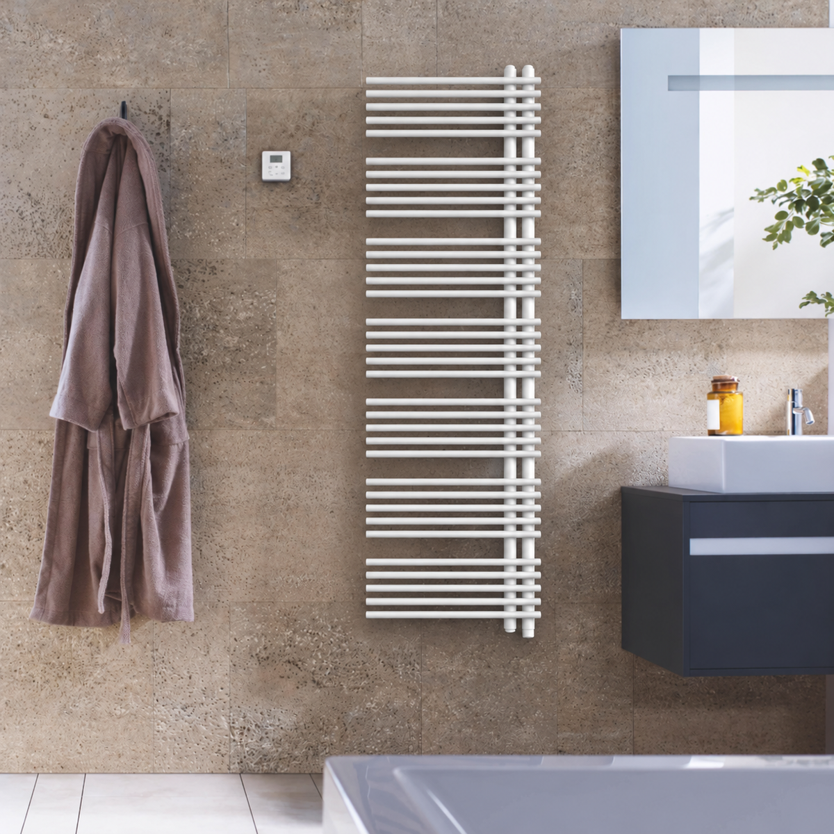 Zehnder Yucca Asym YAEL-170-60/UD 600 W elektrische radiator RAL 9016 Wit 1876 × 578 mm