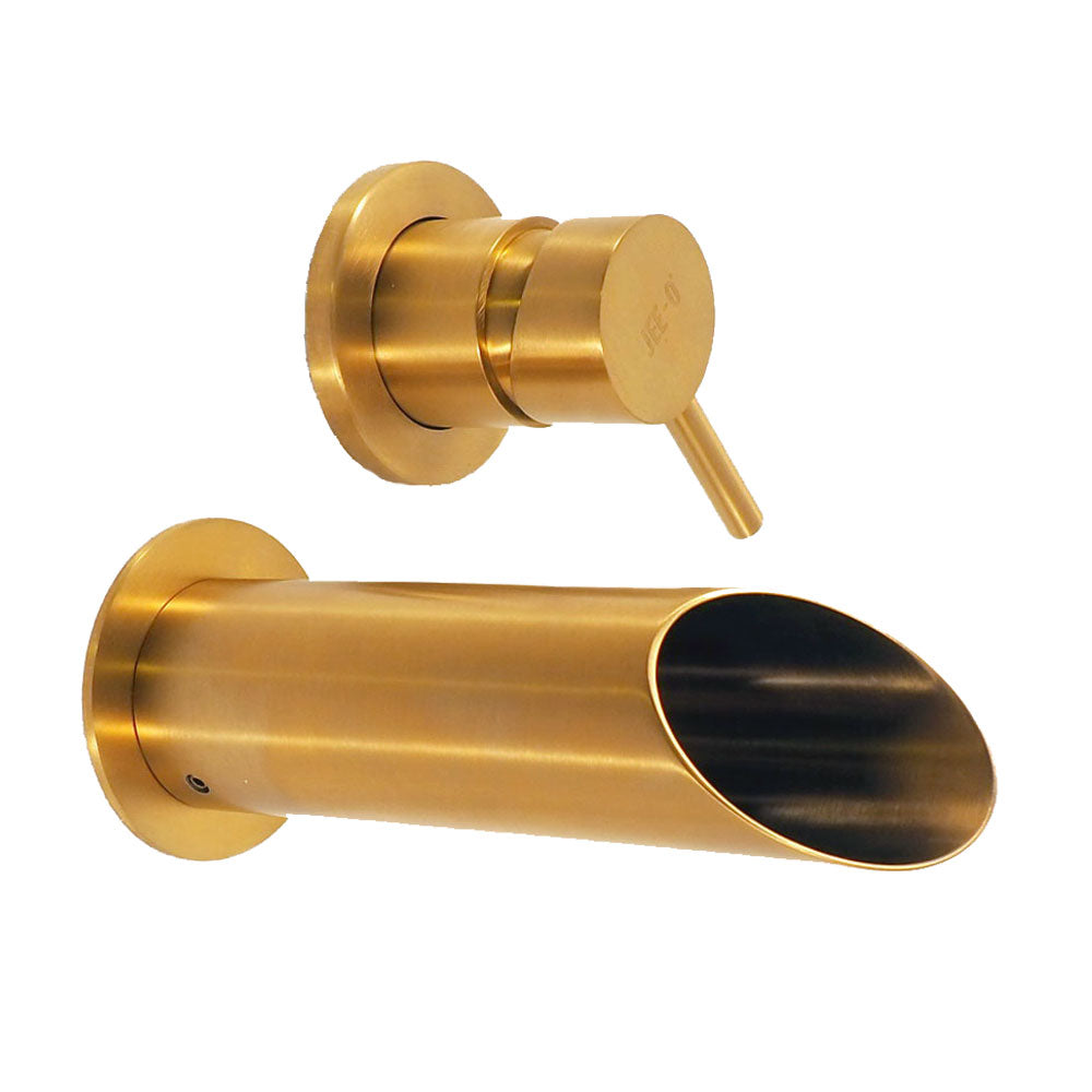 JEE-O Pure 2 gats luxe wand wastafelmengkraan dark gold (mat goud PVD gecoat RVS)