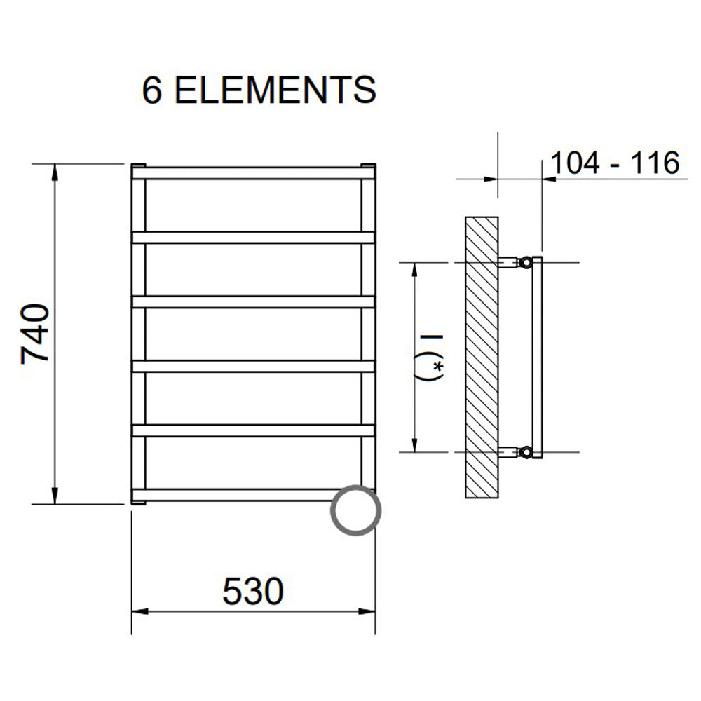 Laura elektrische design radiator, Gepolijst Roestvrij Staal