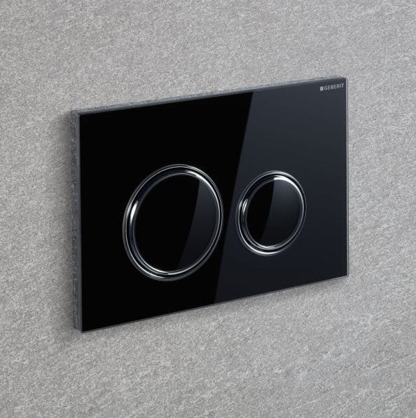 Geberit Sigma21 Bedieningsplaat, dual flush spoeling, zwartglas / zwart chroom