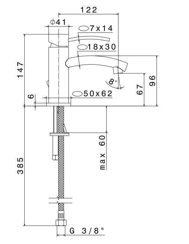 Newform EL-X design wastafelkraan mat nikkel