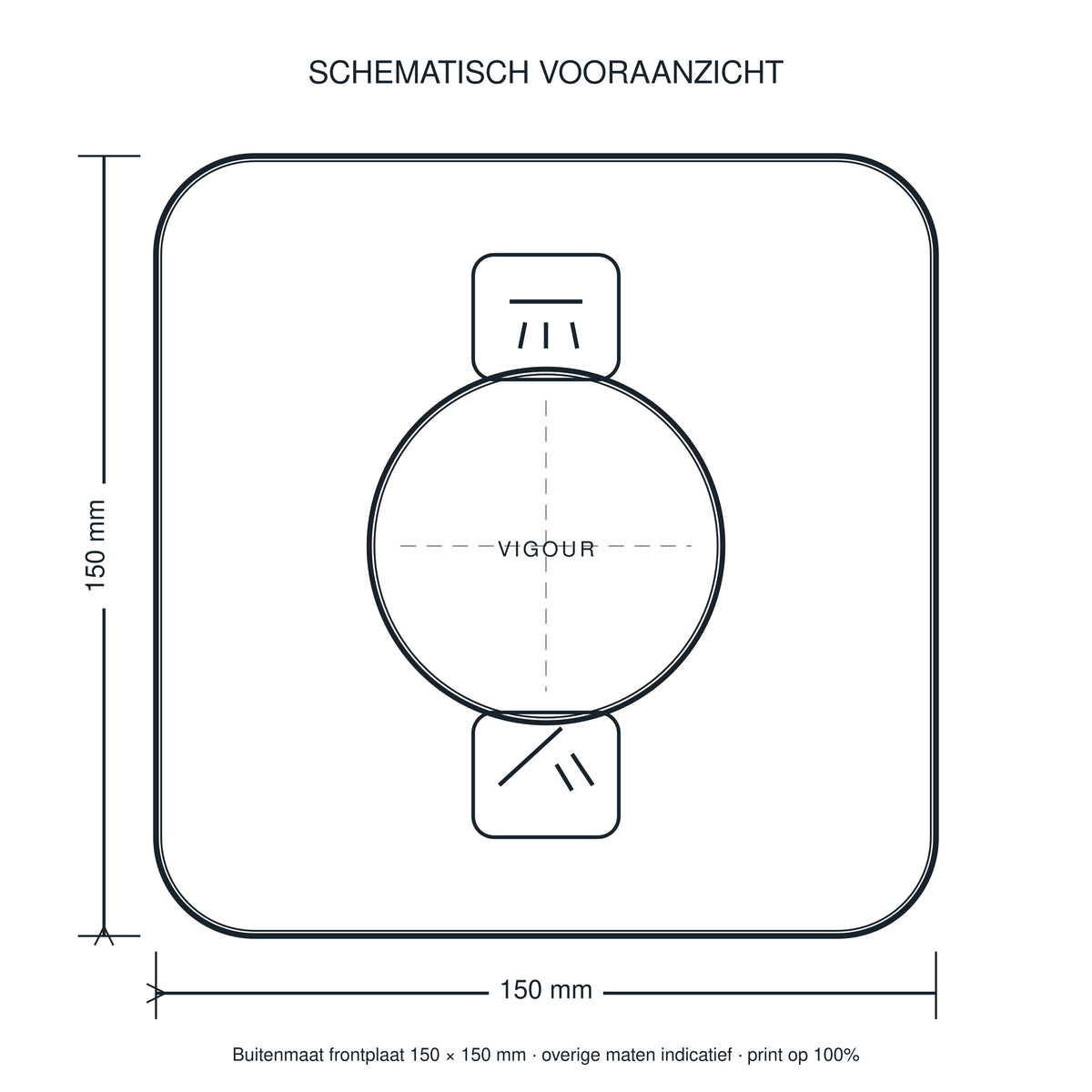 VIGOUR Individual 4.0 TipTec thermostaat-afbouwset voor 2 verbruikers – vierkante rozet, Chroom