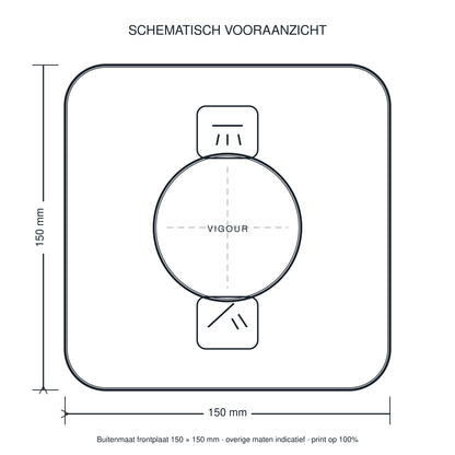 VIGOUR Individual 4.0 TipTec thermostaat-afbouwset voor 2 verbruikers – vierkante rozet, Chroom