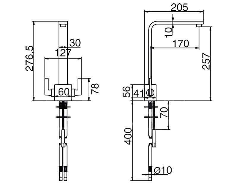 Bongio Myamyx 2 greeps design keukenmengkraan nikkel mat