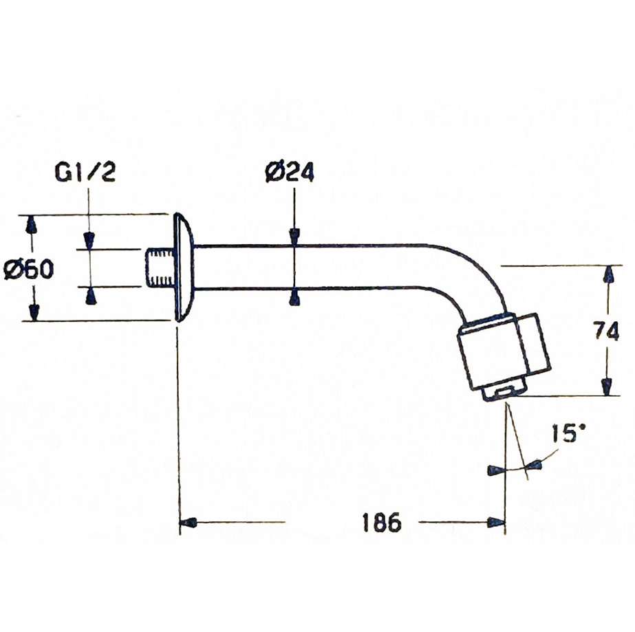 HANSA-K wand tapkraan sprong 186 mm steel