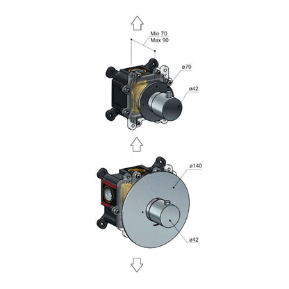 Hotbath Cobber CB012EXT afbouwdeel voor inbouw thermostaat met 1 stopkraan geborsteld koper PVD (model 2020)