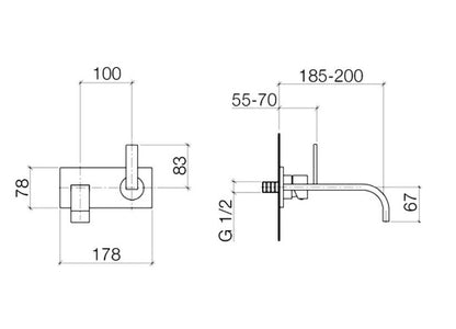 Dornbracht MEM 2-gats wandkraan met afdekplaat, met perlator chroom sprong 200 mm, chroom 