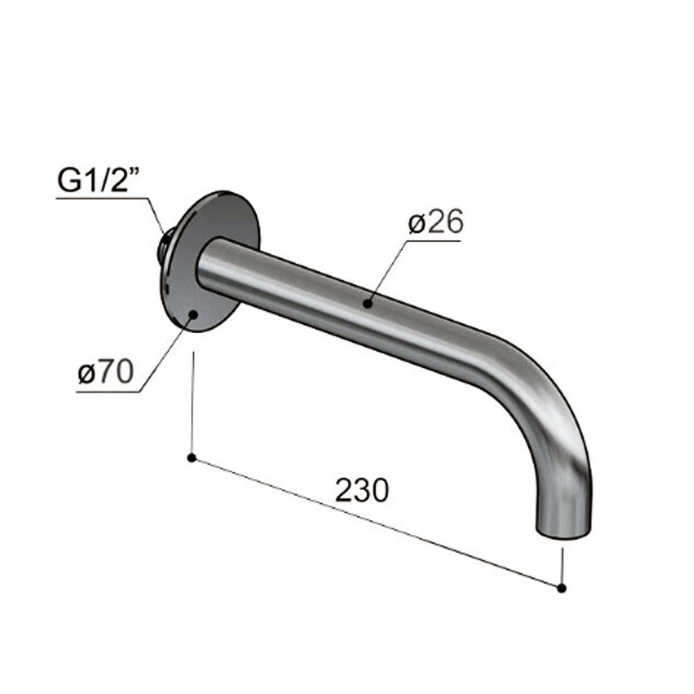 Hotbath Cobber wanduitloop sprong 23 cm verouderd ijzer (CB7098AI)