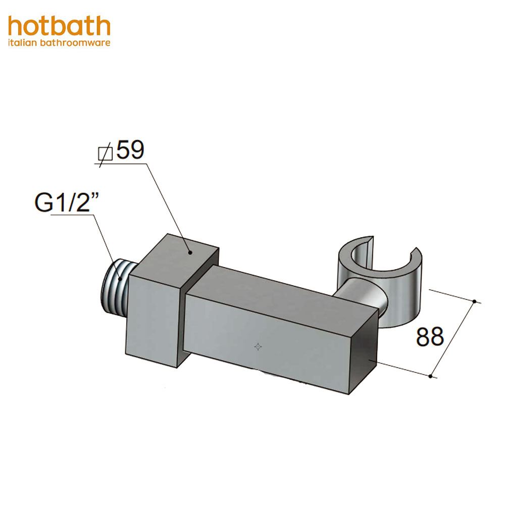 Hotbath Mate M507 vierkant verstelbaar wandsteun universeel chroom