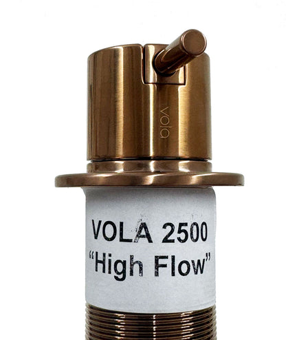 Vola Monoknop mengkraan 2500 met dubbel draaibare uitloop 090D, sprong 200 mm geborsteld koper