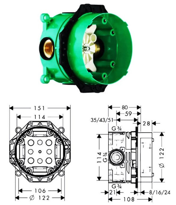 Hansgrohe ShowerSelect thermostaat inbouwset met Raindance hoofddouche, chroom