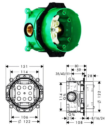 Hansgrohe ShowerSelect thermostaat inbouwset met Raindance hoofddouche, chroom