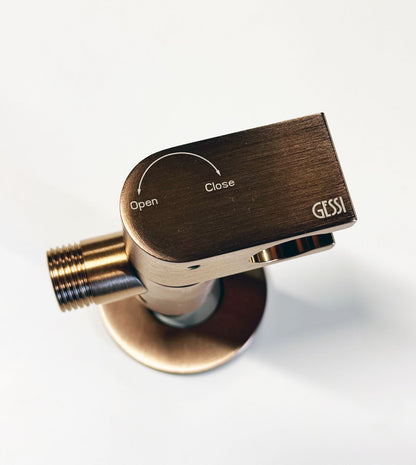 Gessi Tondo bidetdouche met drukknop, afsluitfunctie, veiligheidsventiel en 1/2" aansluiting, in geborsteld koper PVD