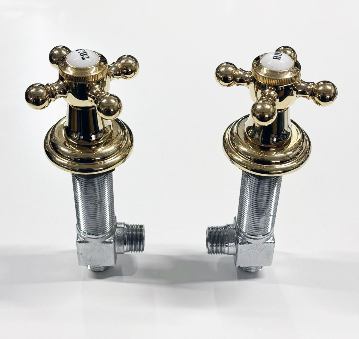 2 x Dornbracht Madison stopkranen koud en warm, messing
