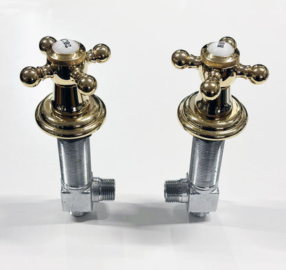 2 x Dornbracht Madison stopkranen koud en warm, messing
