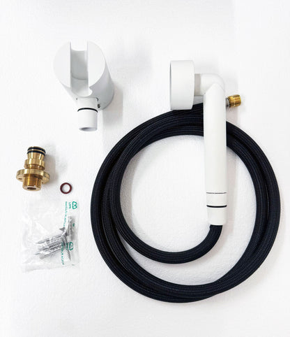RVB JOE design handdoucheset compleet met muuraansluiting mat wit