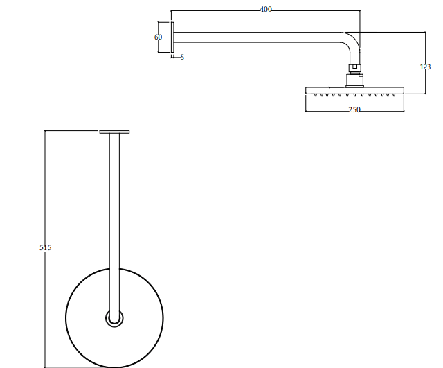 Waterevolution Flow hoofddouche Ø250mm met wandbevestiging mat zwart