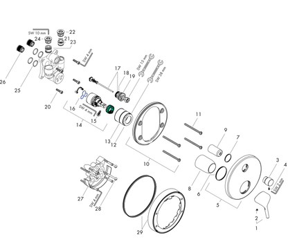 Hansgrohe Talis S ééngreeps inbouw douche-badmengkraan met geïntegreerde zekering, chroom