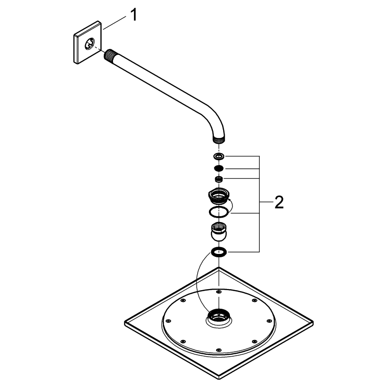 Grohe Hoofddouche Rainshower F-Series 25,4. cm met douchearm, Chroom
