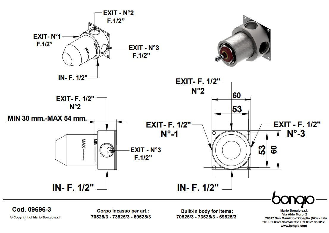Bongio TIME2020 design wandmengkraan met progressieve cartridge, RVS