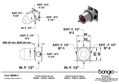 Bongio TIME2020 design wandmengkraan met progressieve cartridge, RVS