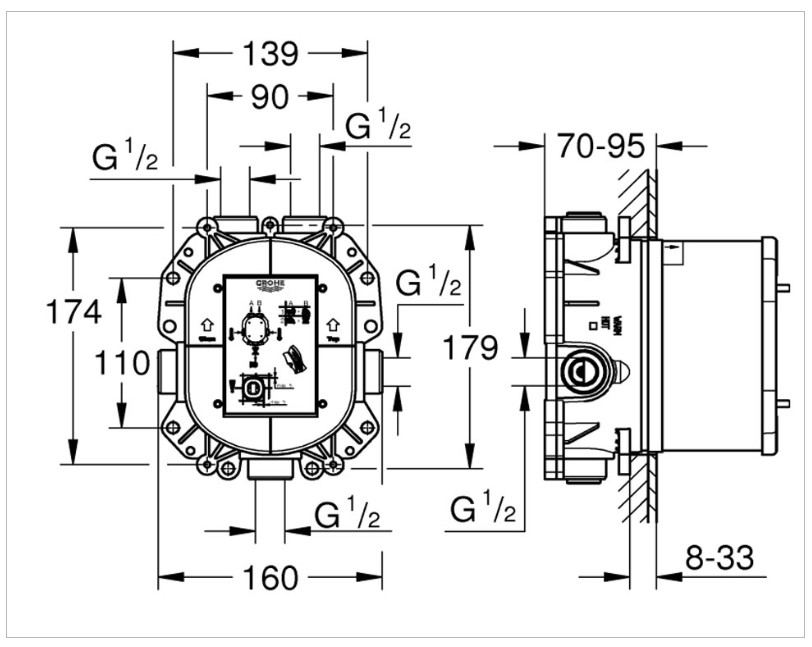 Grohe Grohtherm 3000 Cosmopolitan inbouwdouchekraan thermostatisch met omstel chroom