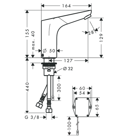 Hansgrohe Focus elektronische wastafelmengkraan met temperatuurgreep voor 230V netstroom, chroom