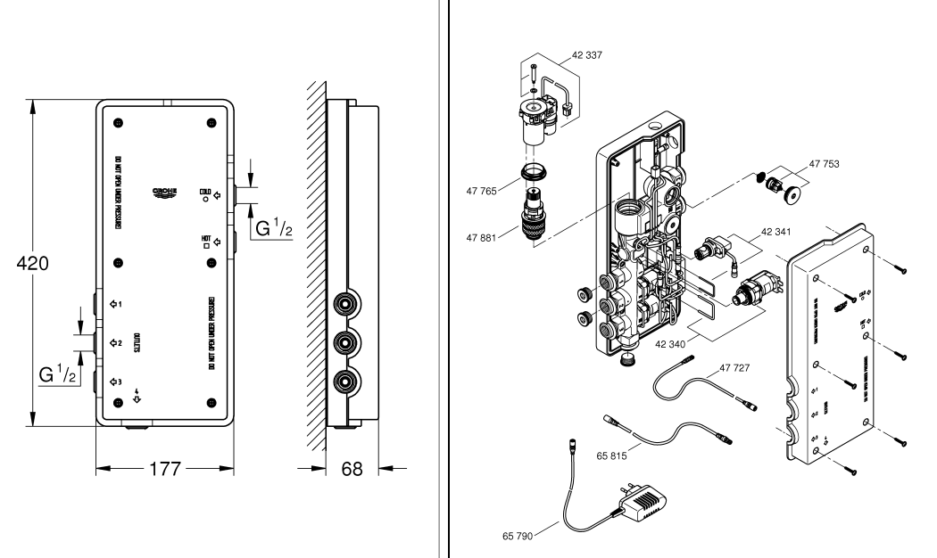 Grohe Ondus digitaal inbouw unit, bad/douchethermostaat met afstandsbediening