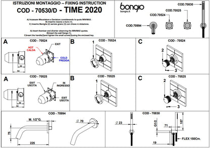 Bongio Time2020 Inbouw bad/douchekraan geborsteld 316 Roestvrij Staal