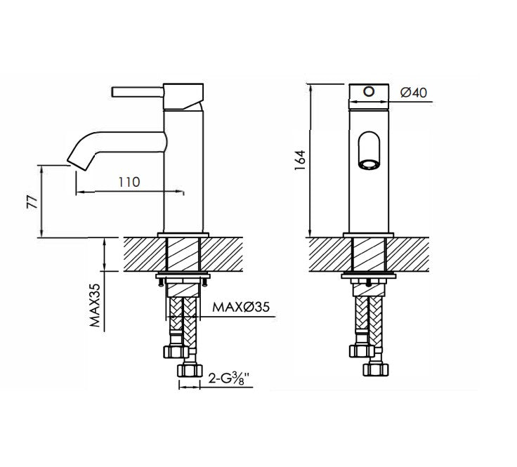 JEE-O Slimline luxe opbouw wastafelmengkraan geborsteld RVS