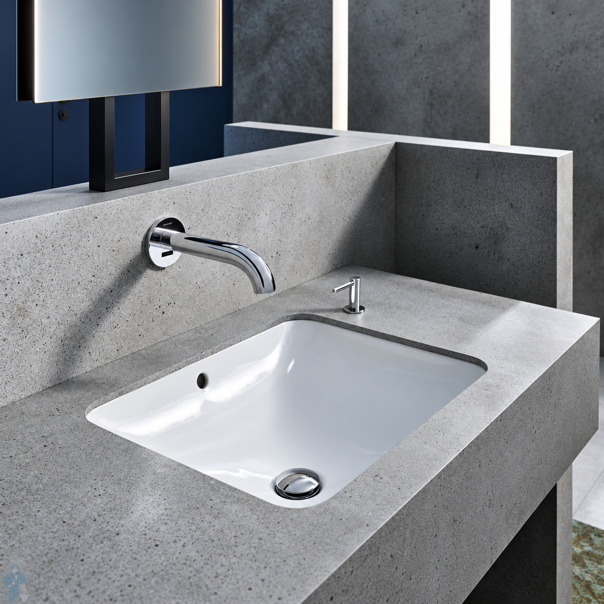 Geberit Piave wastafelkraan 22 cm voor wandmontage, netvoeding, voor inbouw-functiebox, met mengunit Chroom