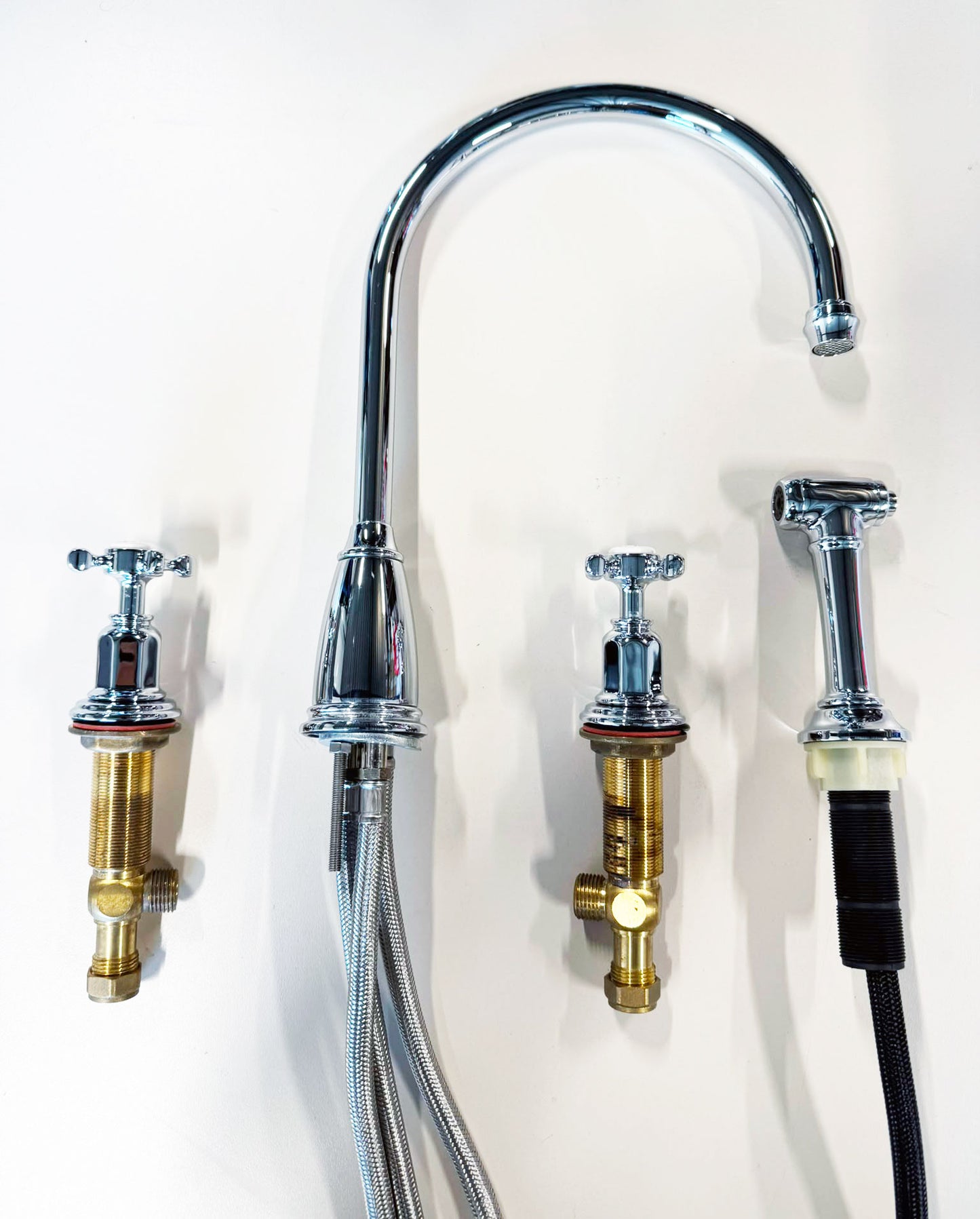Perrin & Rowe Athenian klassieke 4-gats keukenkraan met handdouche, chroom