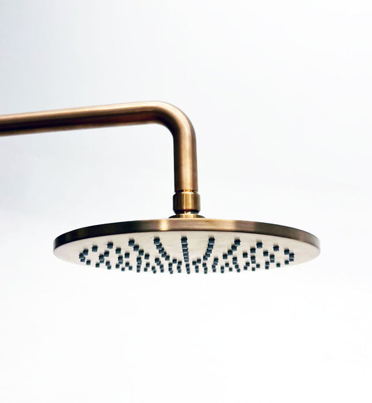 Waterevolution Flow hoofddouche met wandbevestiging copper PVD