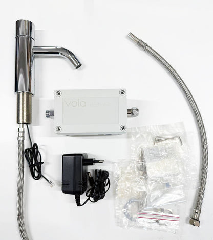 Vola RB1EN-16 koudwater-wastafelkraan voor contactloze bediening op netstroom, chroom