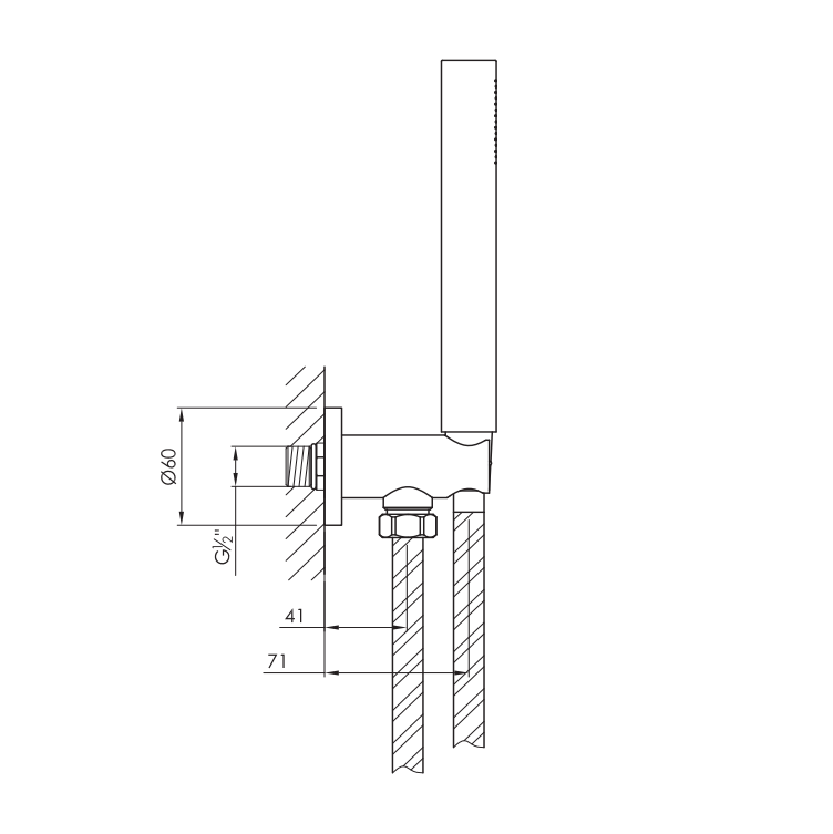 JEE-O Slimline wand handdouche met geïntegreerde houder, brons