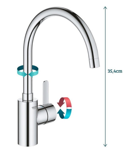 Grohe Eurosmart Cosmopolitan hoge keukenmengkraan met draaibaar uitloop, Chroom