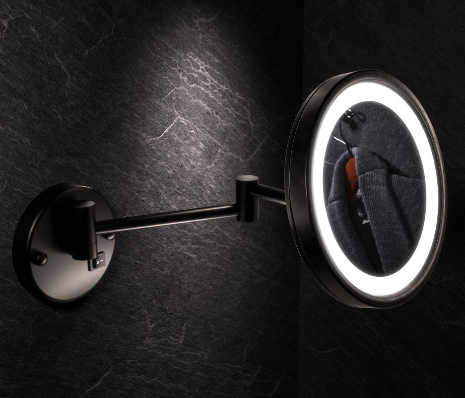 Geesa Mirror scheerspiegel 2-arm met led verlichting zwart