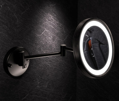 Geesa Mirror scheerspiegel 2-arm met led verlichting zwart