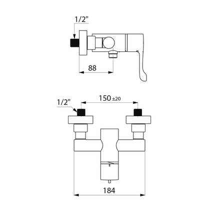 Delabie Securitherm Sequentiële thermostatische douchemengkraan chroom