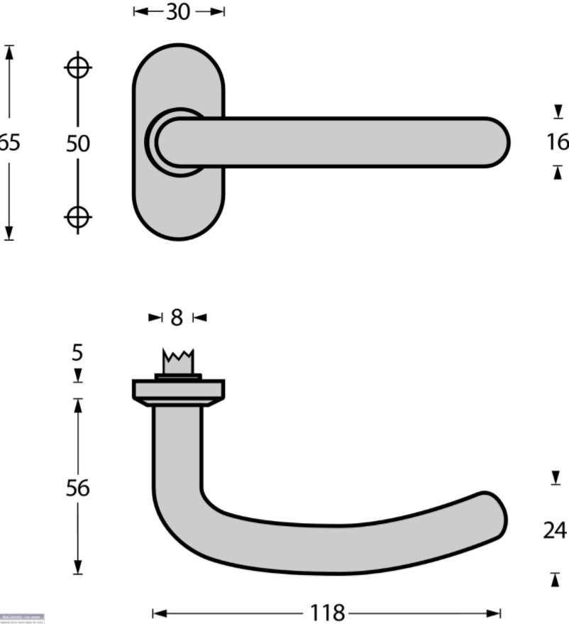 Intersteel smal ovaal schild deurkrukken RVS