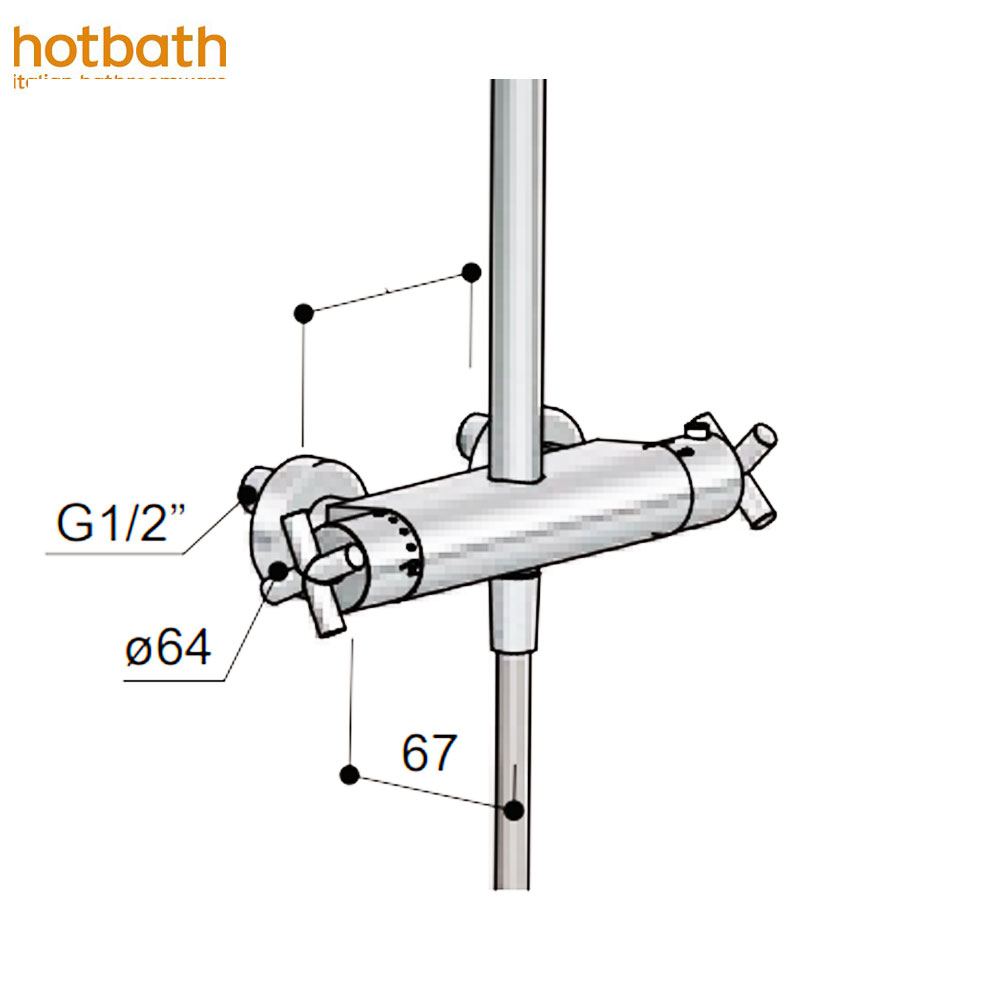 Hotbath Chap C016CR douchethermostaat met bovenaansluiting voor stortdouche, chroom