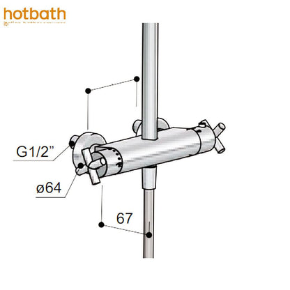 Hotbath Chap C016CR douchethermostaat met bovenaansluiting voor stortdouche, chroom