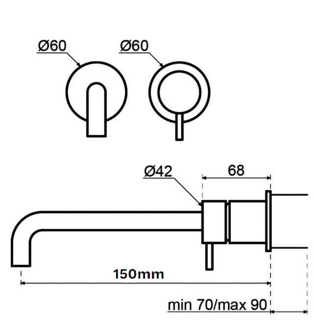 Waterevolution Flow inbouw tweegats wastafelkraan met uitloop 15cm mat zwart