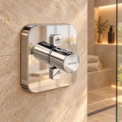 VIGOUR Individual 4.0 TipTec thermostaat-afbouwset voor 2 verbruikers – vierkante rozet, Chroom