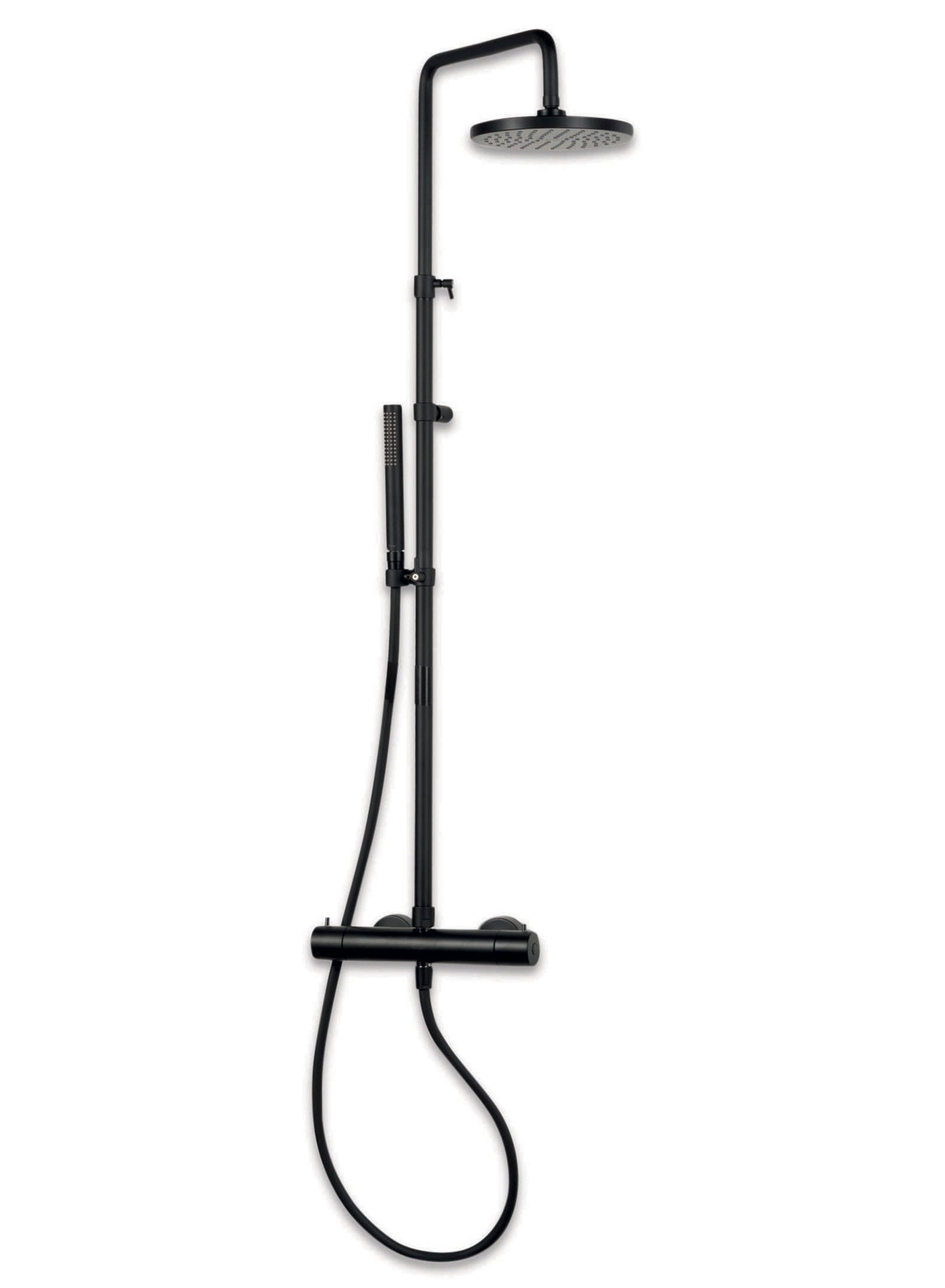 Bongio Squadra regendouche met thermostaat, hoofddouche 20cm en handdouche mat zwart