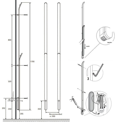 INR BOW elektrische handdoekwarmer 170 cm soft zwart met geborsteld aluminium