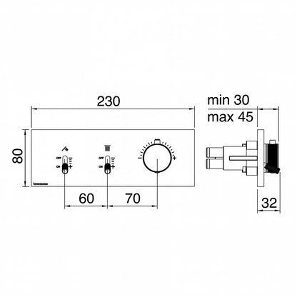 Treemme Watt design inbouw douchekraan thermostatisch met omstel RVS/INOX