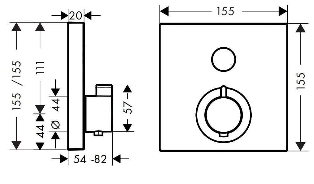 Hansgrohe ShowerSelect thermostaat met stopkraan voor 1 functie compleet set chroom