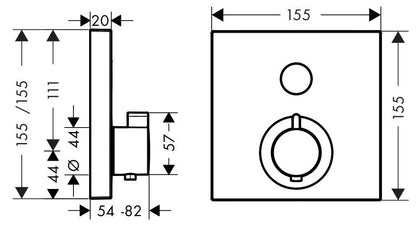 Hansgrohe ShowerSelect thermostaat met stopkraan voor 1 functie compleet set chroom