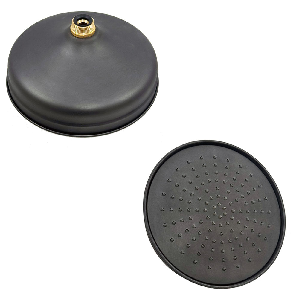 RVB klassieke douchethermostaat set voor wandmontage, handdouche en douchezuil met hoofddouche Ø 214 mm, Donker Brons Mat
